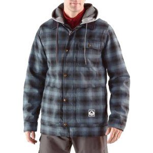 NEW Burton Porter Plaid Dunmore Jacket!  XL  Black & Blue Plaid  Removable Hood
